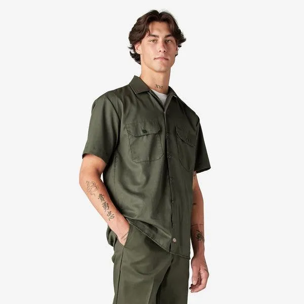 Dickies Short Sleeve Twill Work Shirt Olive Green