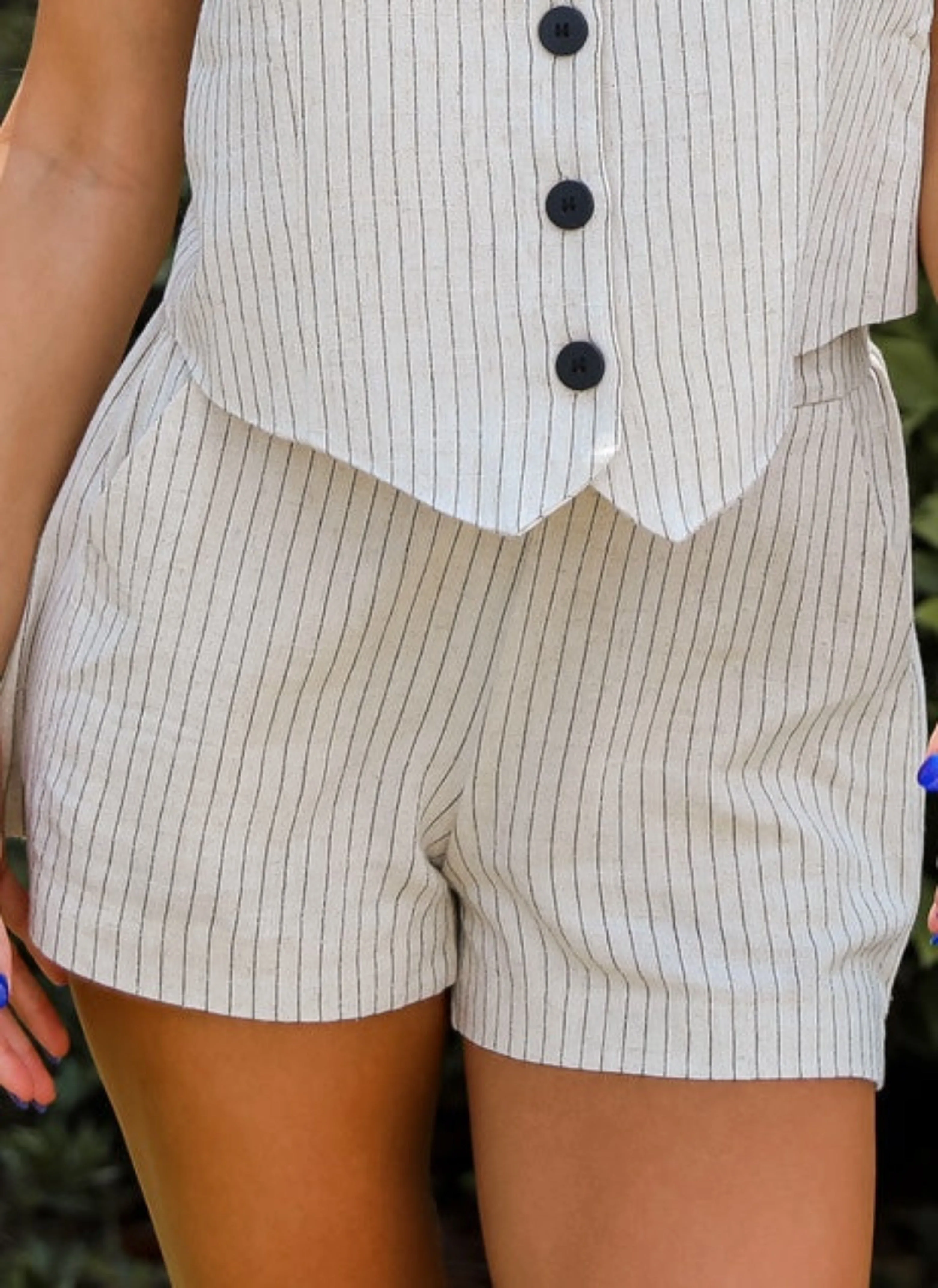 FINAL SALE - Absolutely Thriving Cream Striped Shorts - DU DEAL