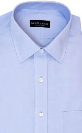 Tailored Fit Blue Solid Spread Collar Supima® Cotton Non-Iron Pinpoint Oxford Dress Shirt (B/T)