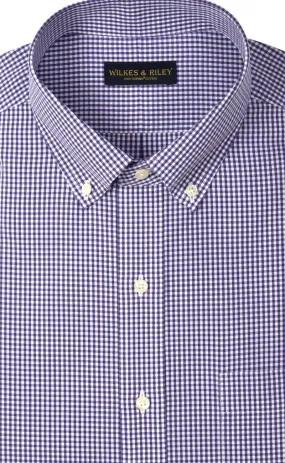 Tailored Fit Purple Gingham Button-Down Collar Supima® Cotton Non-Iron Broadcloth Sport Shirt (B/T)