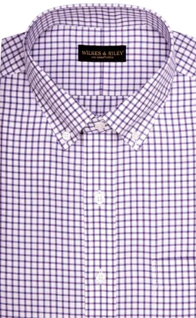 Tailored Fit Purple Twill Check Button-Down Collar Supima® Cotton Non-Iron Sport Shirt (B/T)